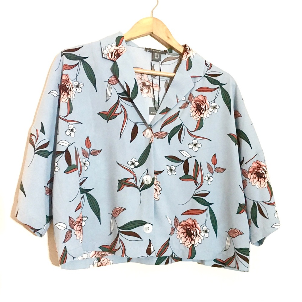 Primark Cropped Printed Button Down Top